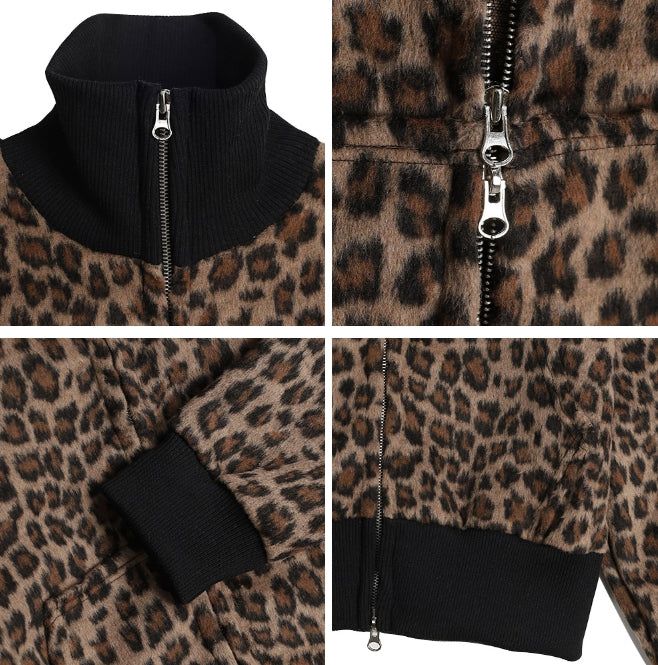 Neto Leopard High Neck Zip-up