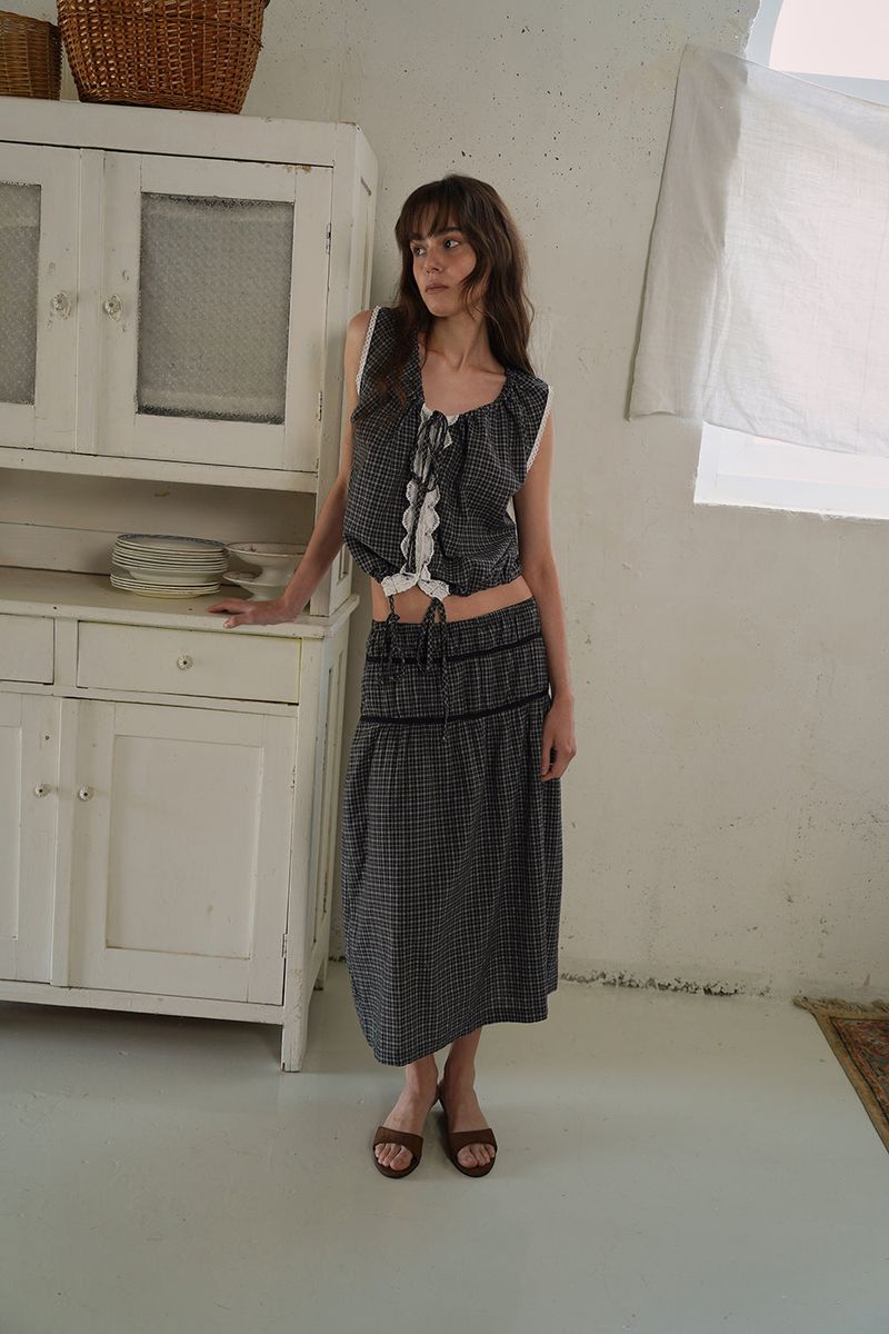 Plain band skirt_check