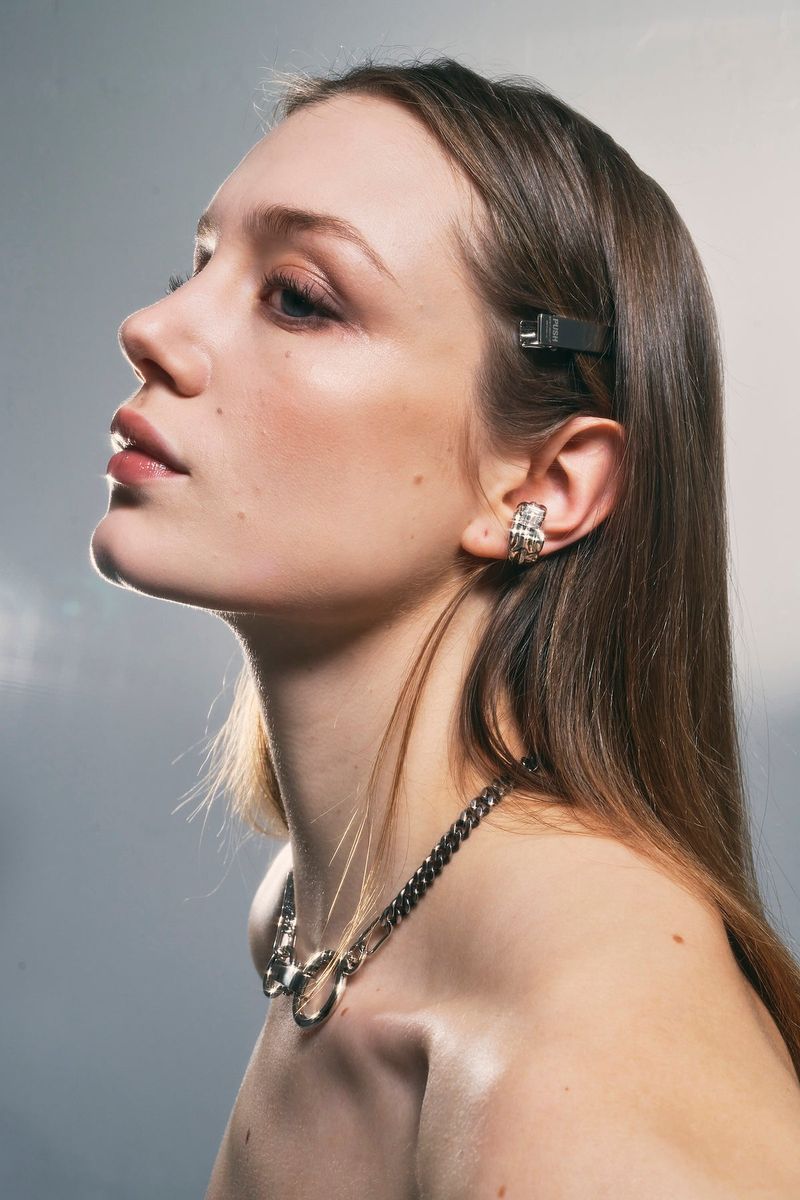 NO.318 [SILVER] GEOMETRY SQUARE EARCUFF