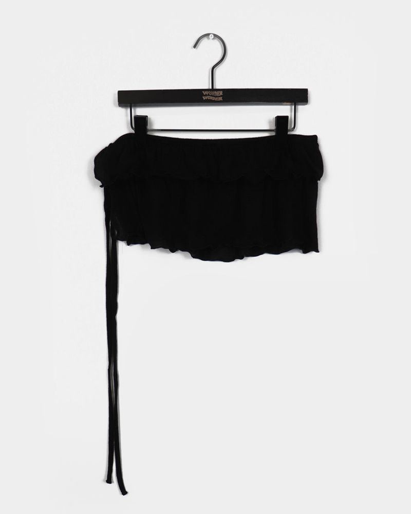 Into wool frill wrap skirt