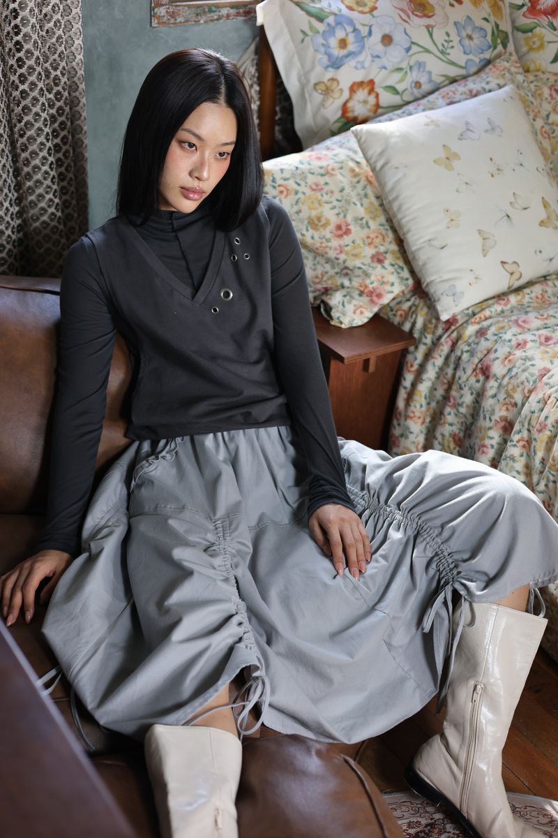  drawn ruffle skirt_grey