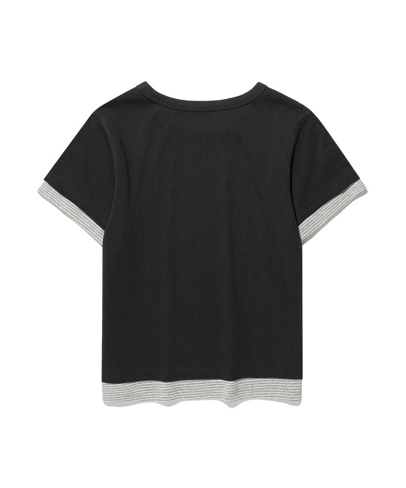 Muse Stripe Layered Tee Charcoal (KIB6MFT520A)