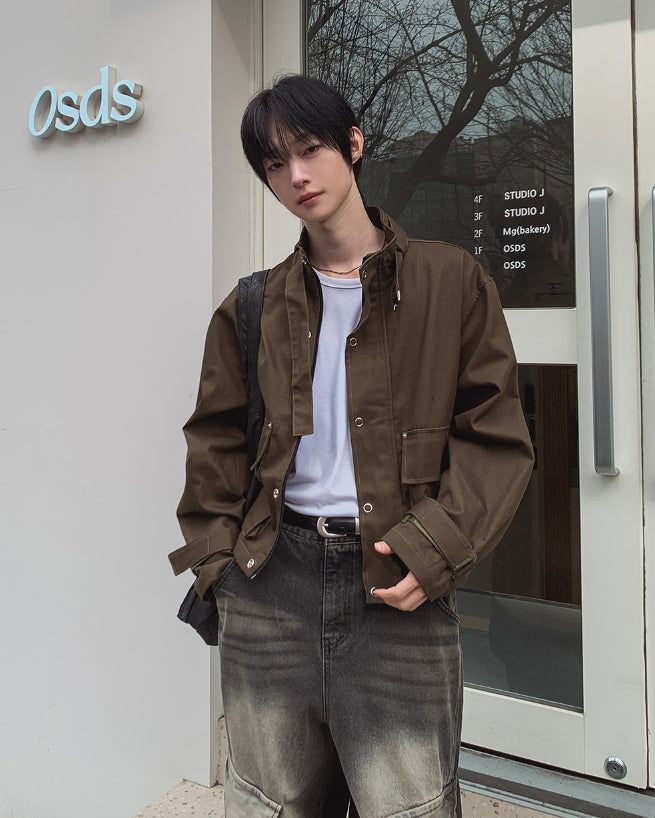 Flip Belt Crop Bomber Jacket