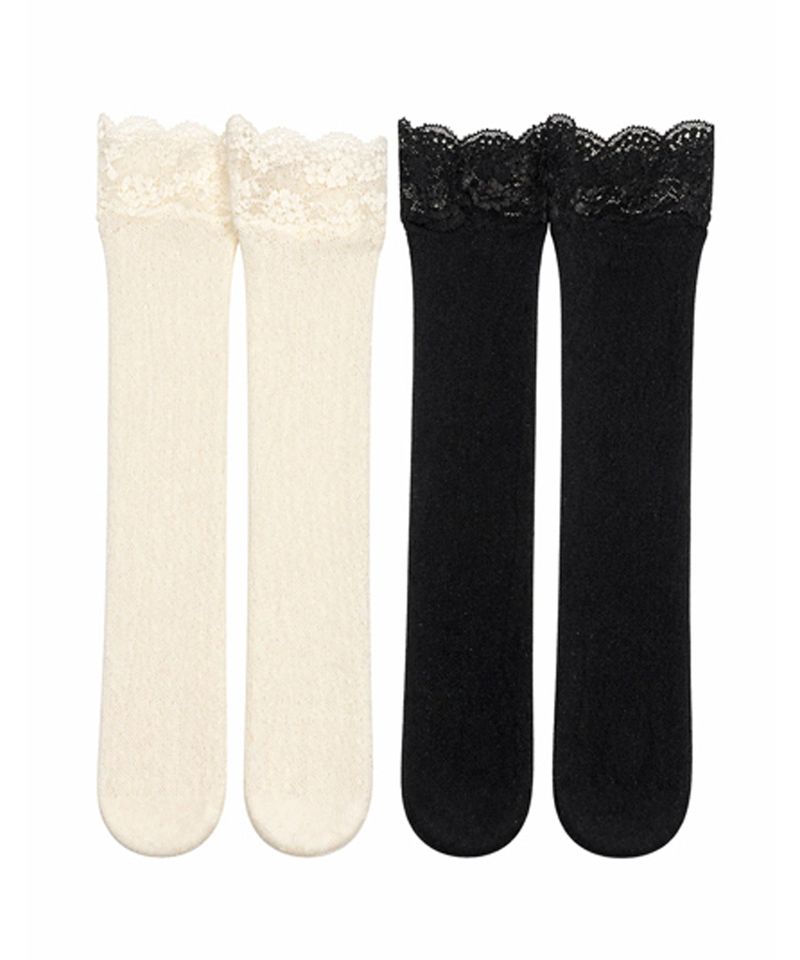[2PCS 1SET] DEWY DOT LACE SOCKS