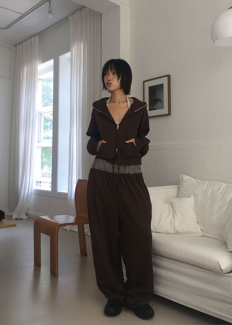FLOWER CHECK BANDING PANTS