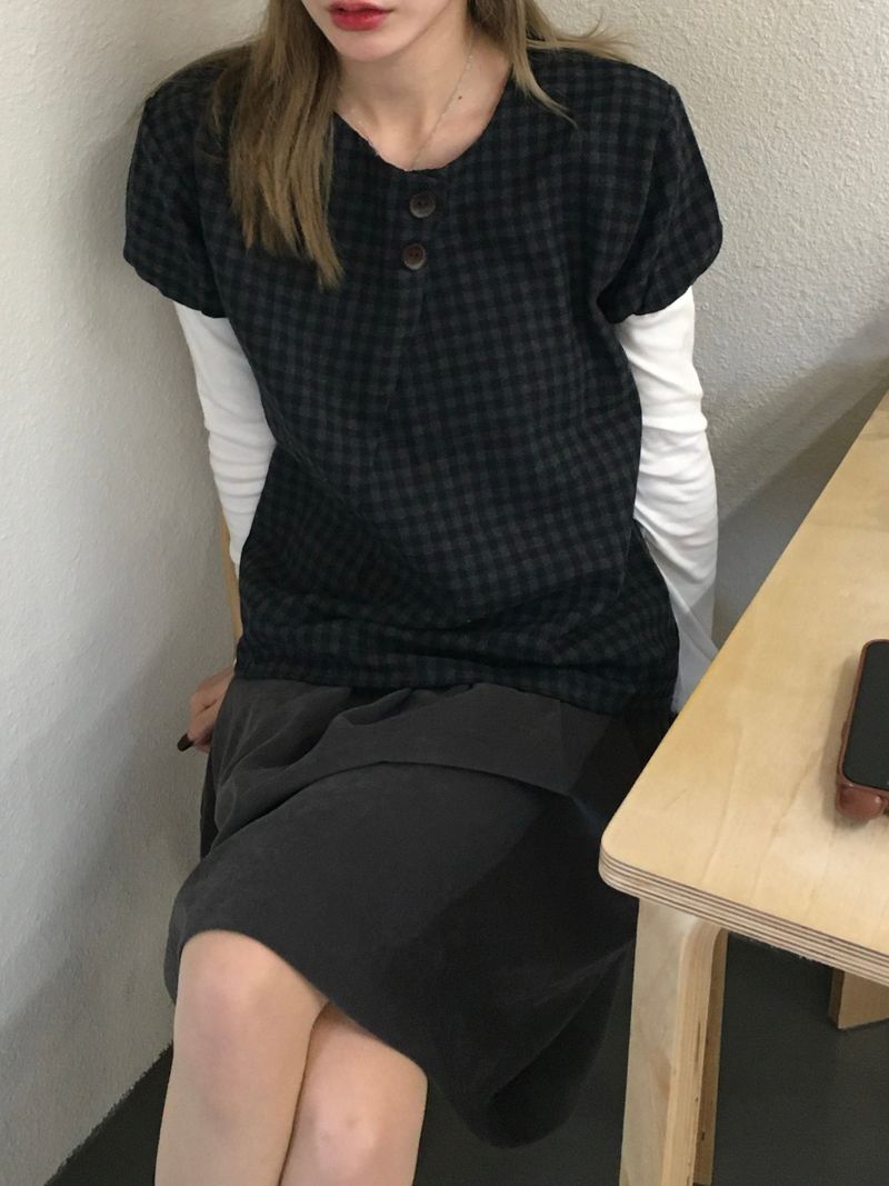 Mone Check Puff Blouse (2c)