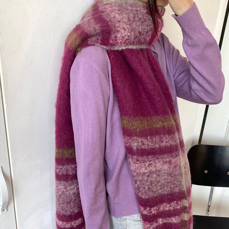 [4 colors] Pran Winter Long Checkered Muffler