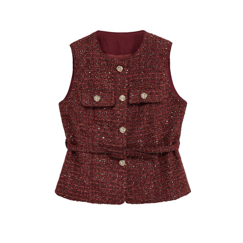 Celie Tweed Belt Vest