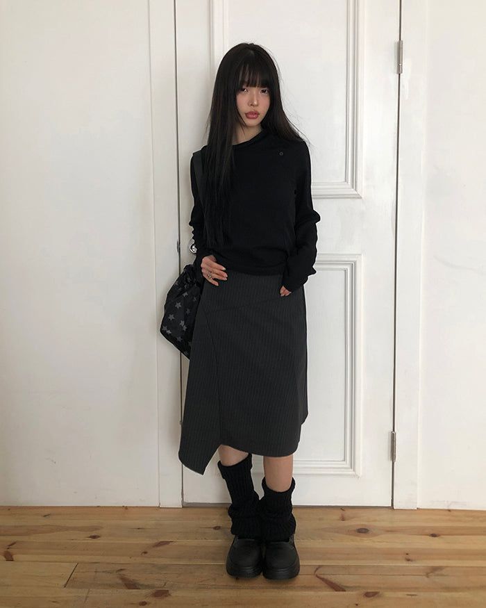 Annu Asymmetrical Button Midi Skirt