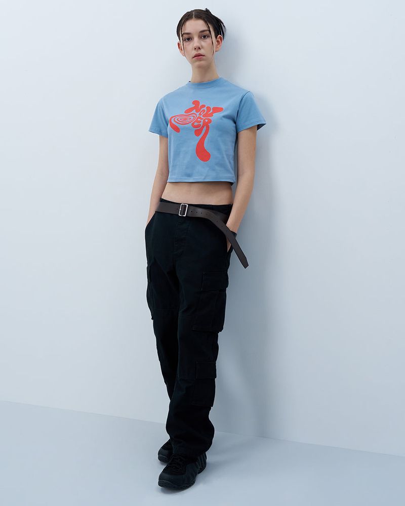 TWISTED LOGO CROP TSHIRT-BLUE