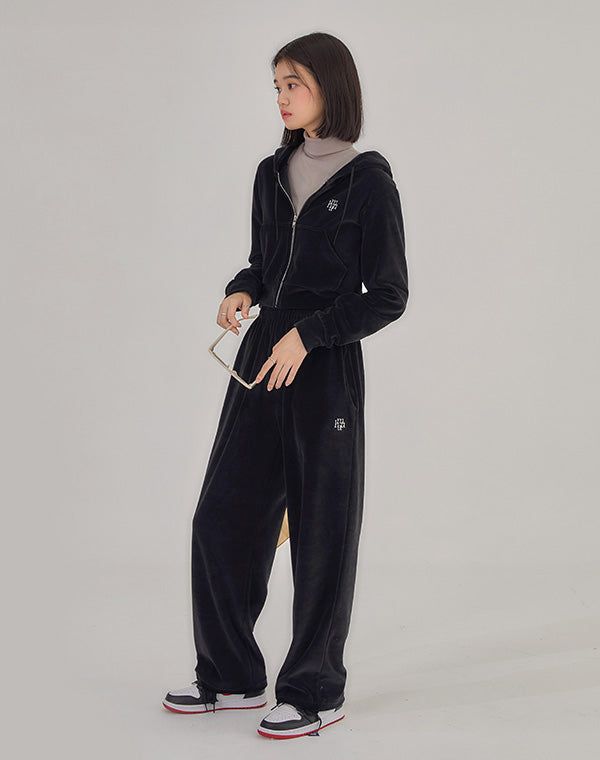 [SET] VELVET TRAINING HOOD ZIPUP PANTS SETUP