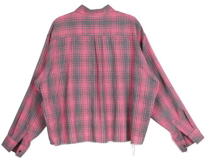 No.0342 F check cutting crop SHIRT