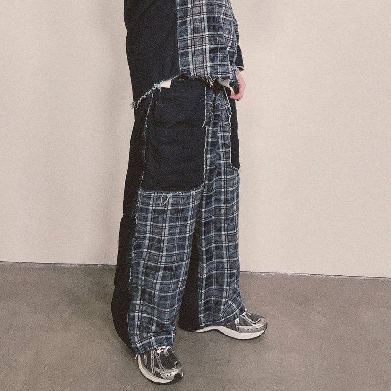 grunge burner check pants_blue