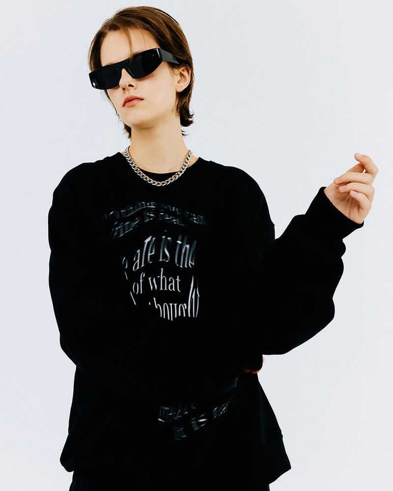SWING TYPO SWEATSHIRT-CHARCOAL
