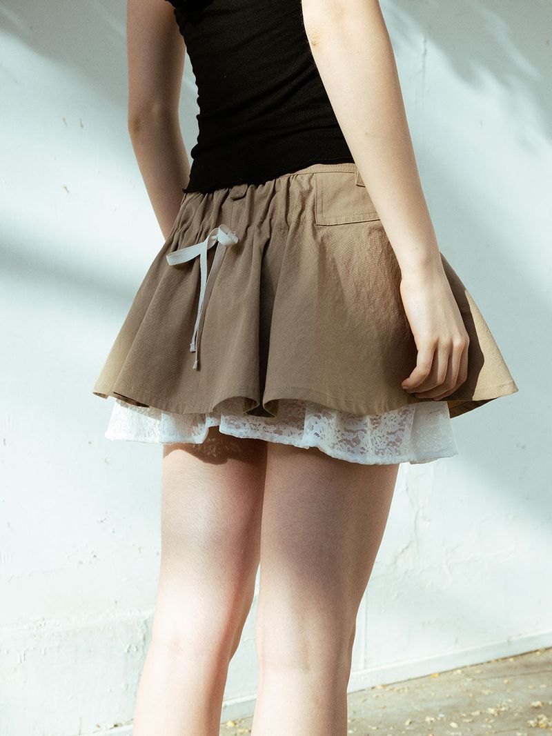 Lily Lace Mini Skirt_Beige