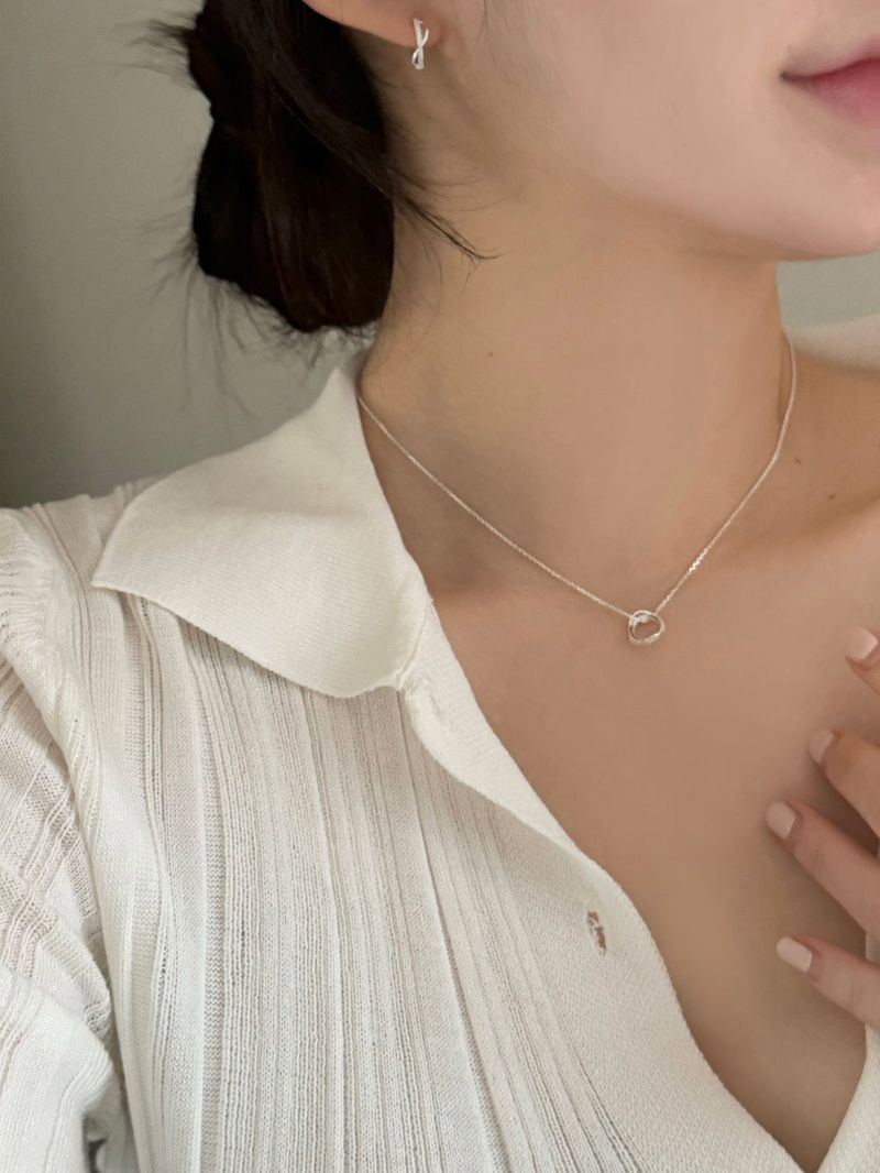 [Silver 925] wave ring earring necklace set