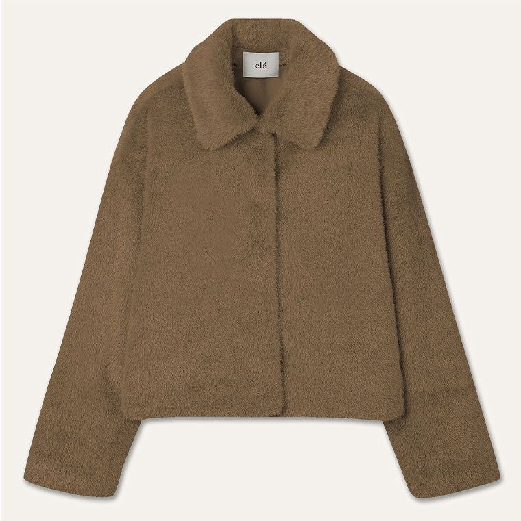FAKE FUR SHORT COAT_BROWN