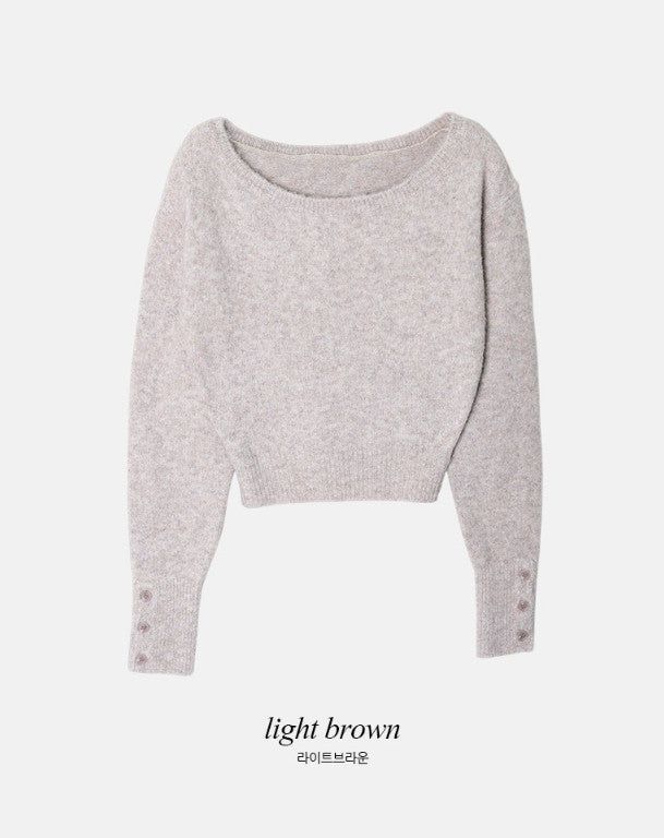 Wool Sleeve Button One Shoulder Knit (4color)