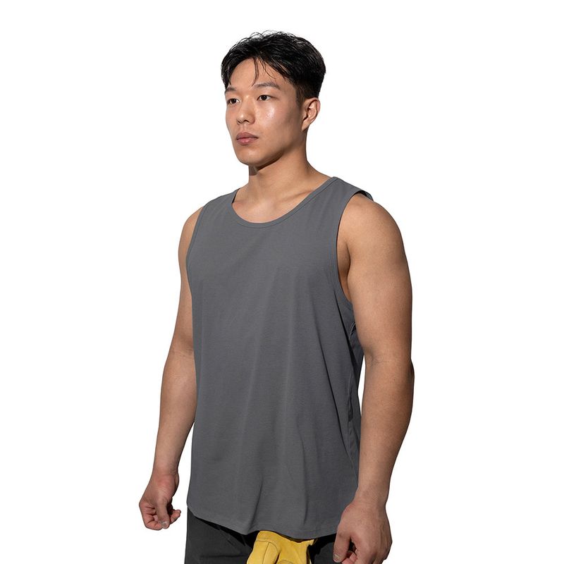 WHILE（ワイル）の「24SS ブラックテープノースリーブ (チャコール)（トップス）」