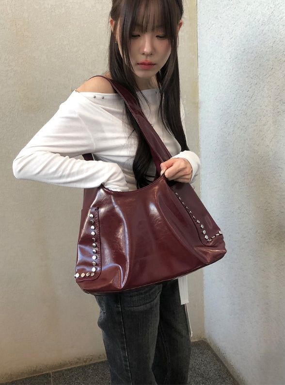 Lexi Studded Leather Bobu Shoulder Bag