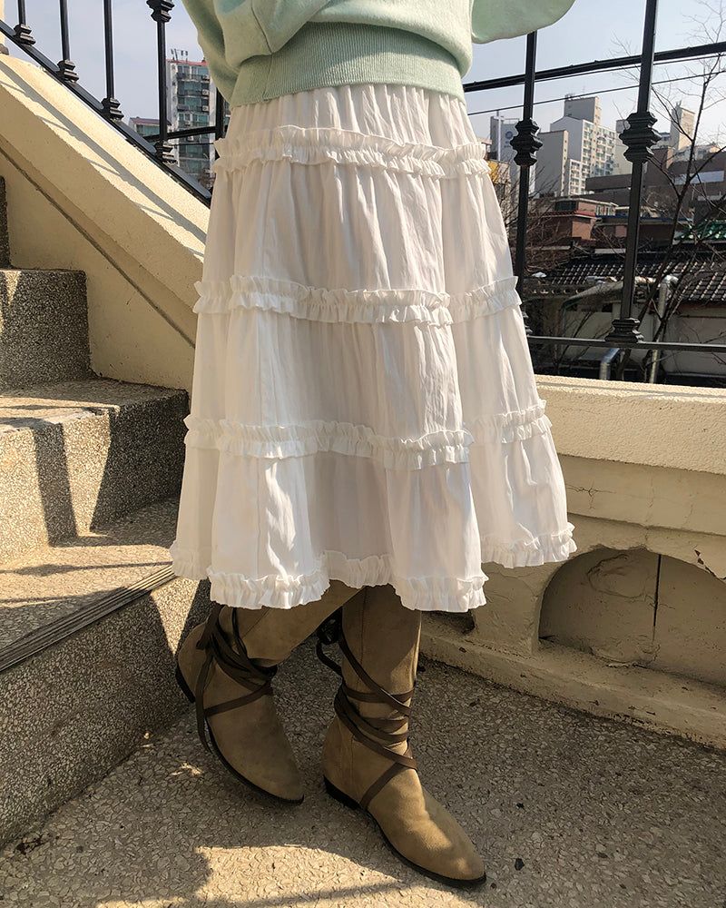 Hanyu Frill Midi Skirt