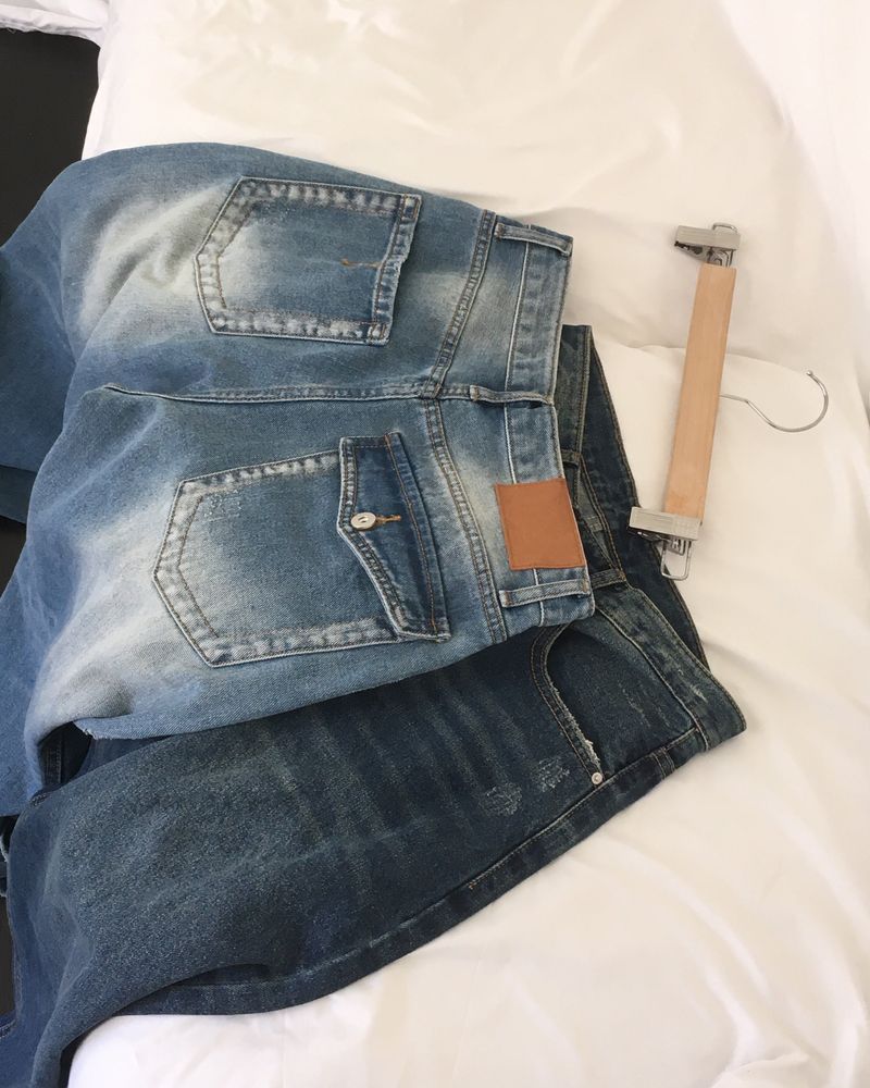Rihen Roll-Up Wide Denim Pants