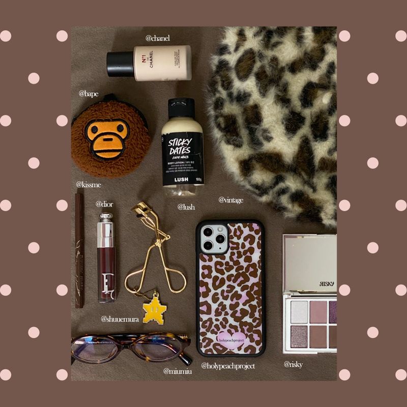 [MADE] Leopard strawberry choco Glass Bumper iPhone Case