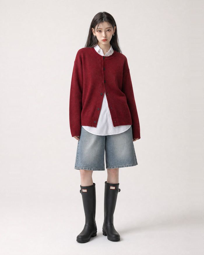 (UNISEX) Wool-Blend Knit Cardigan