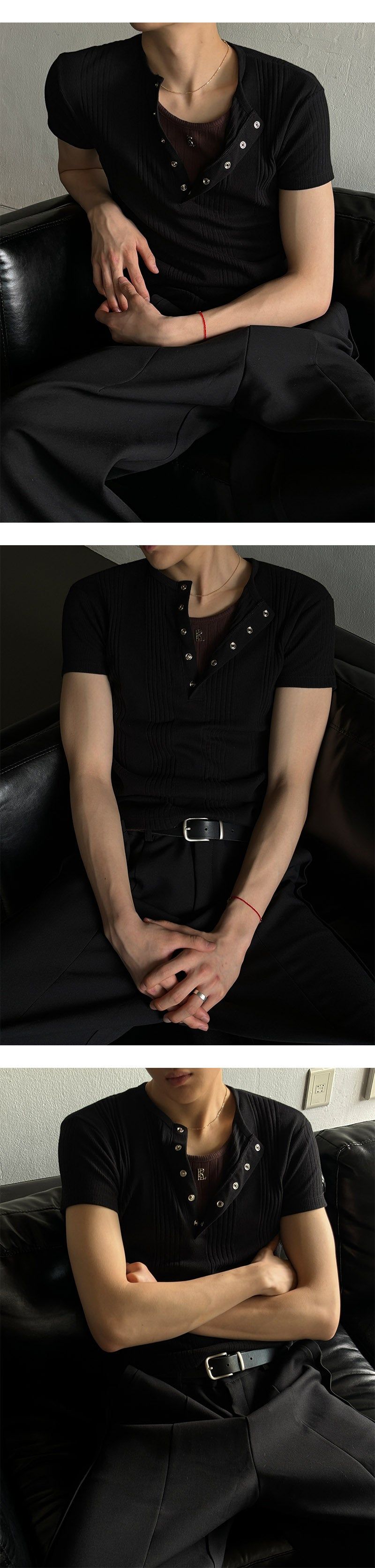 [S/S] High ribbed henry neck half knit(3color)