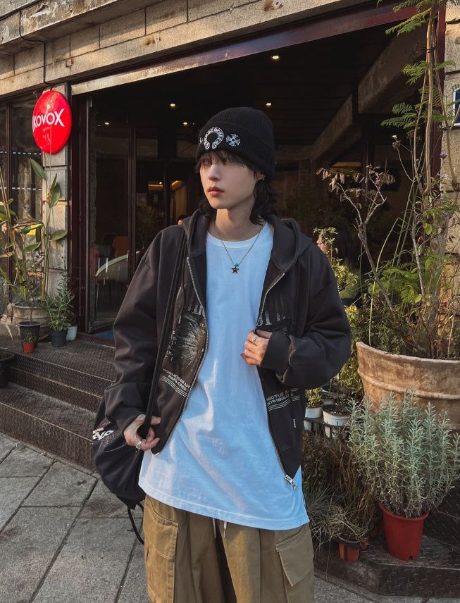 Winnie crop two way hoodie zip-up