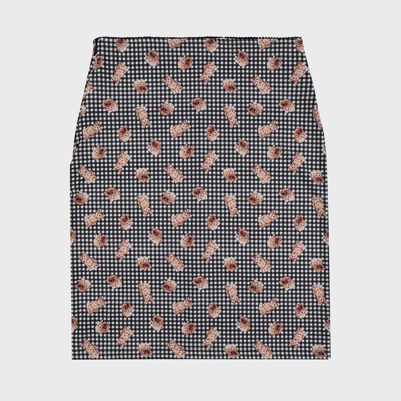 KITTEN CHECK MIDI SKIRT