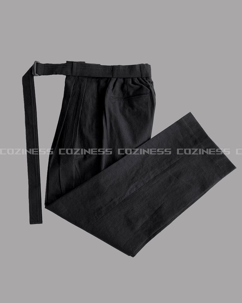 ECT linen belt wide slacks (4 colors)