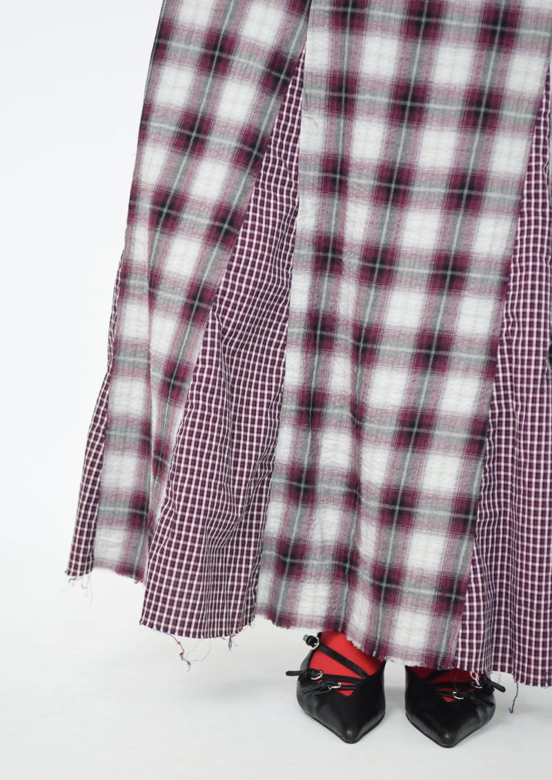 vintage check skirt red ver.