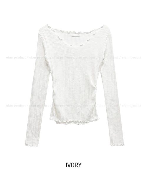 Heroni Ruffle Ribbed Long Sleeve