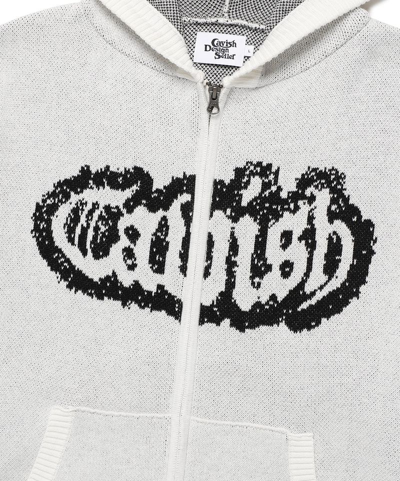 RUGGED KNIT ZIP UP HOODIE IVORY(CV2FSUK680A)
