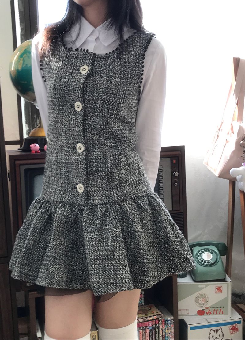 Classic Tweed Mini Frill Dress