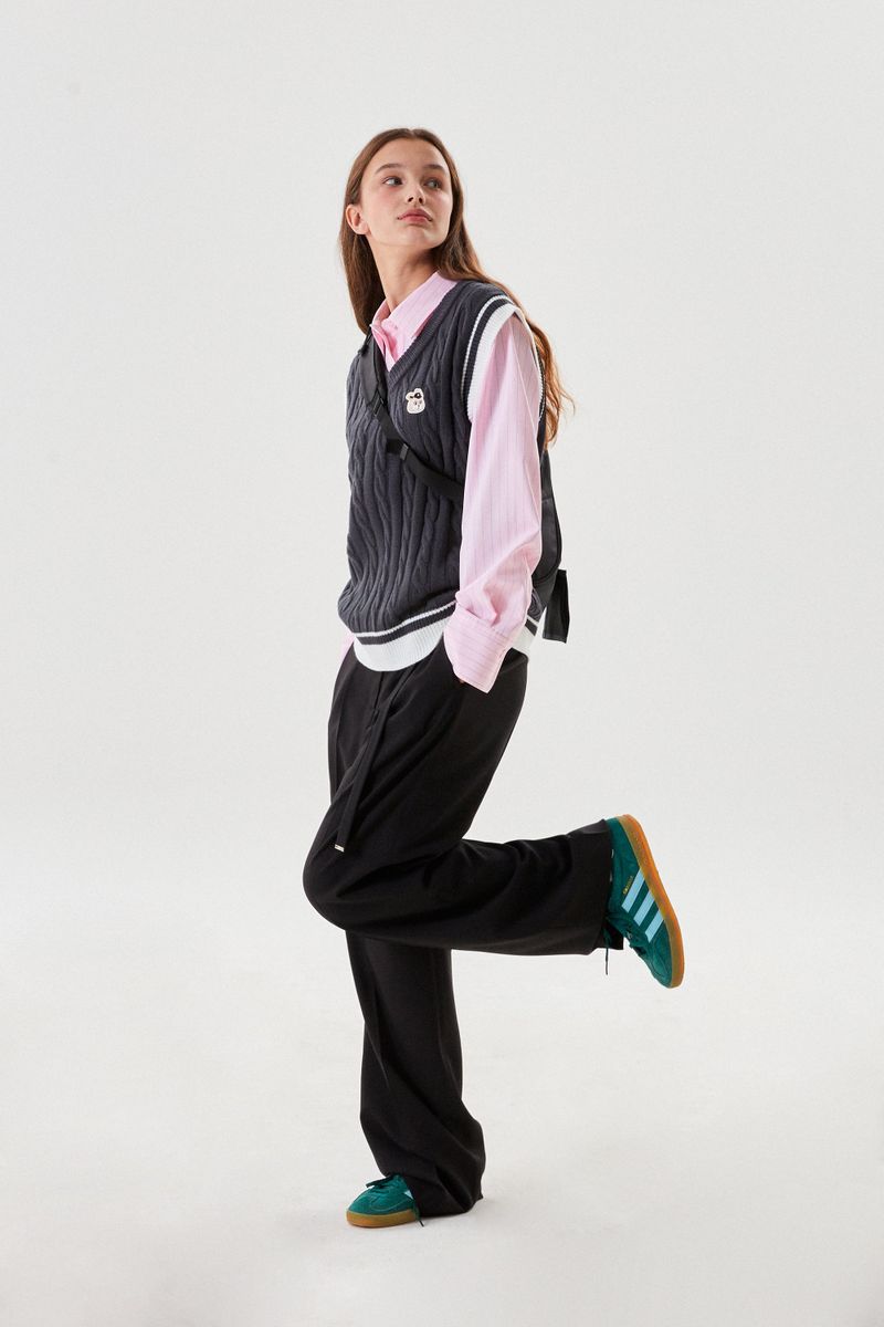 COLLECTION BELT POINT TWO TUCK PANTS [BLACK]