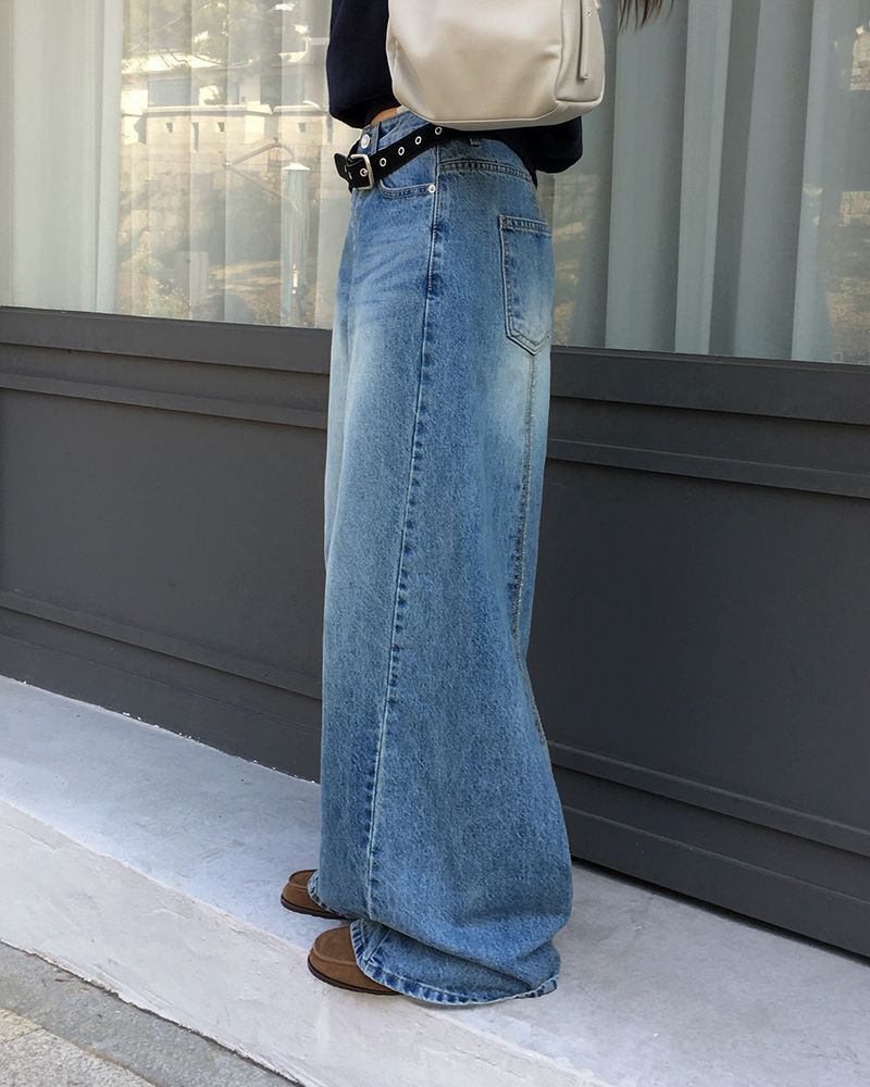 [ORIGINAL] Crew Contrast Wide Denim Pants
