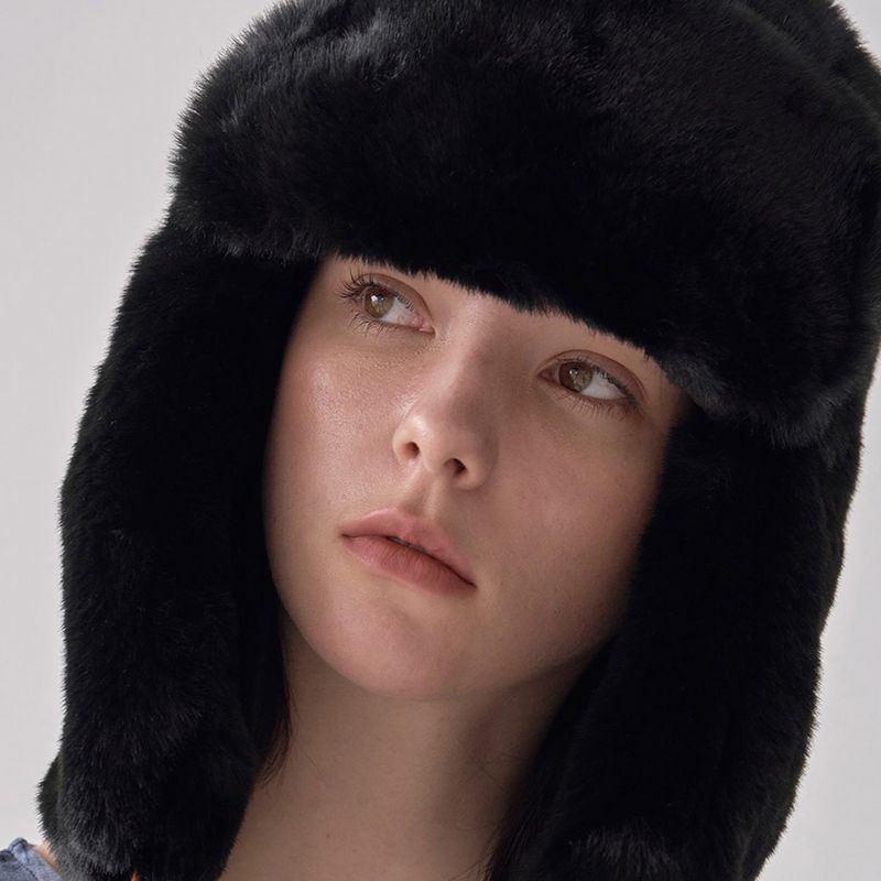 VA Stud Buckle Eco Fur Trooper Hat / Black