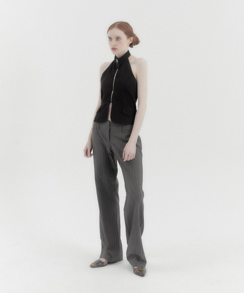 Halter Waistcoat Top Black