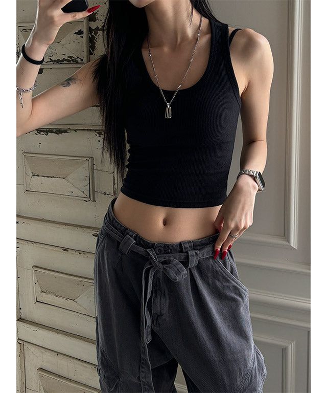MUZESEOUL（ミューズソウル）の「[BASIC ITEM] Rib crop sleeveless(9color)（Tops）」