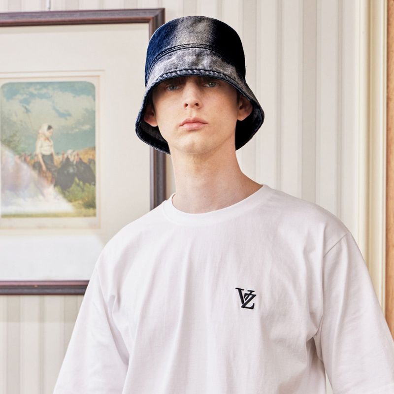 VA Stud Over Dying Denim Drop Bucket Hat / Indigo