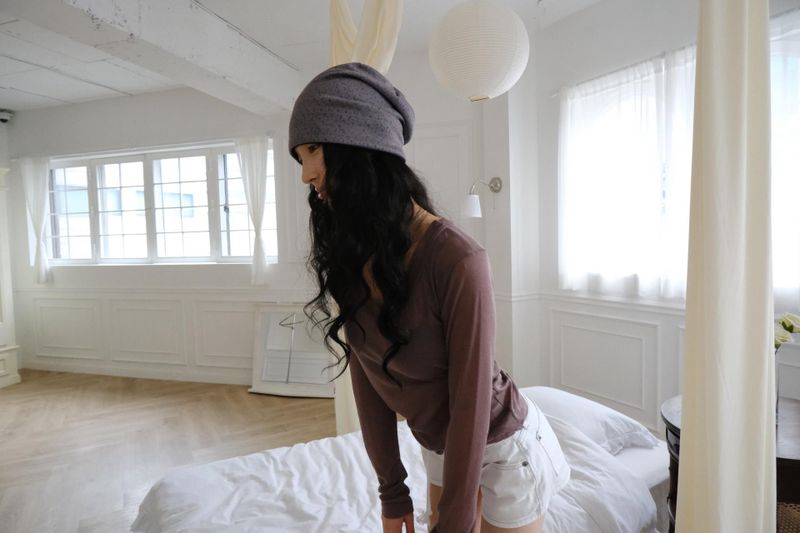 floral punching beanie