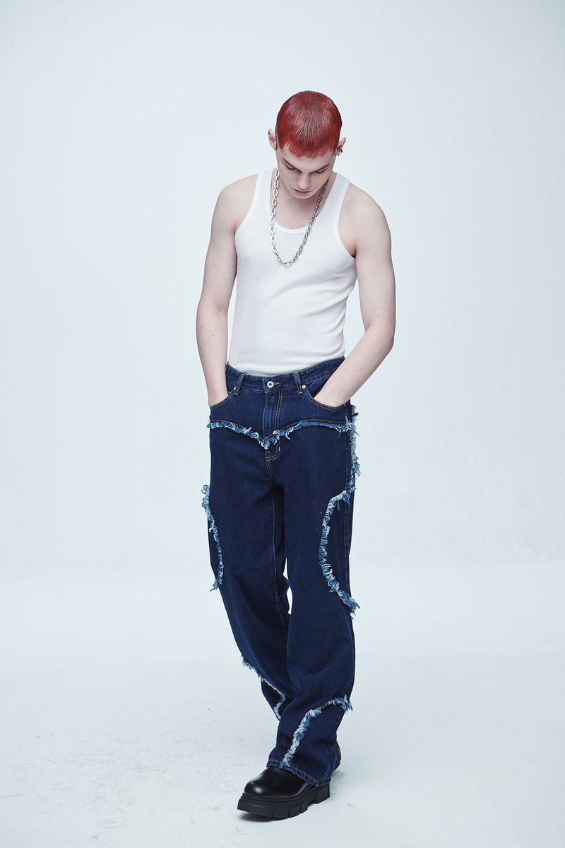 Snake Cutting Denim Pants