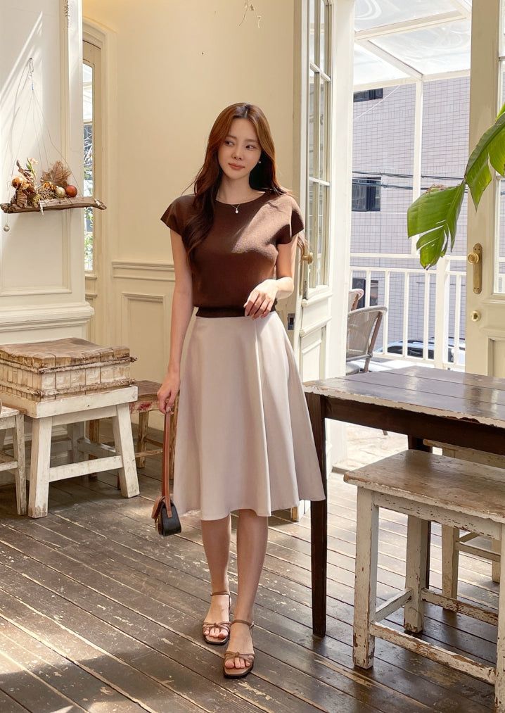 Rihelle Unbalanced Flare Midi Skirt