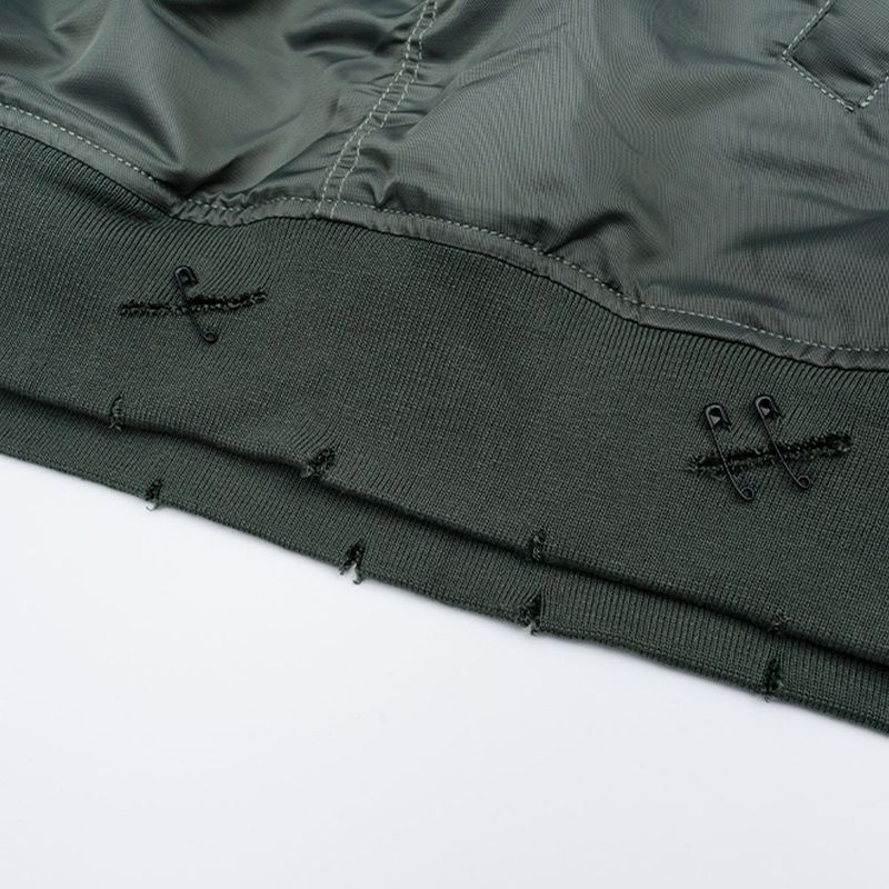 BBD Ripped Custom Sprayed logo MA-1 Bomber Jacket (Khaki)
