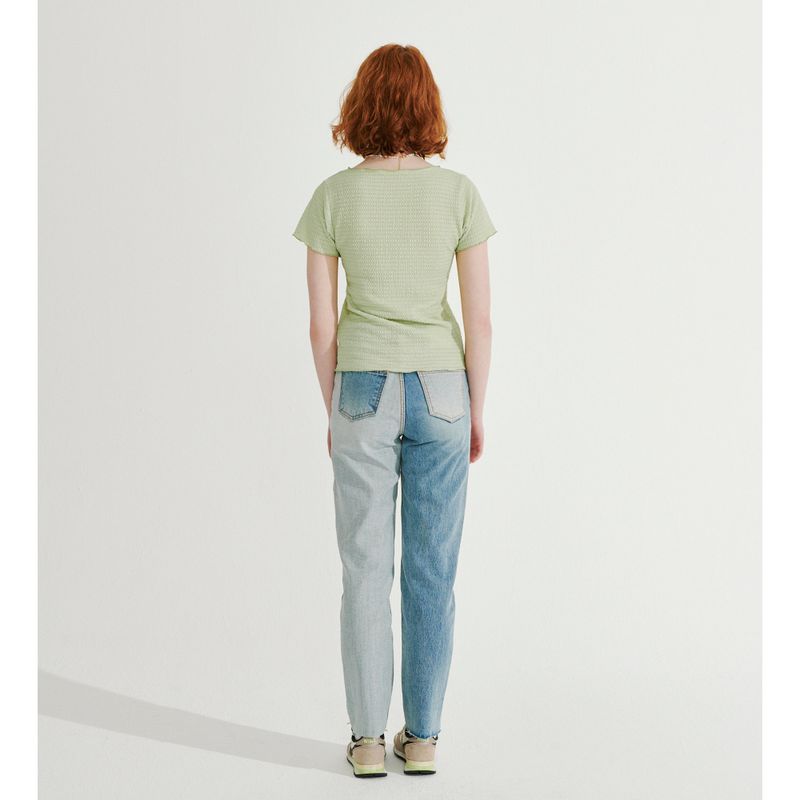 INTERLOCK STITCH EMBOSSING TOP_MELON