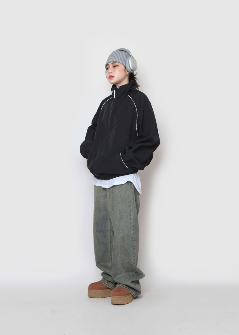 Paisley Piping Zip-Up
