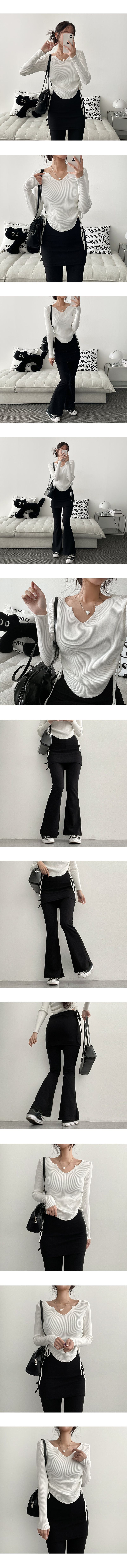 Strap banding bootcut skirt leggings