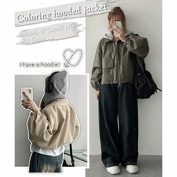 hijjoo（ハイチュー）の「[Removable hood!] Tiff pocket hooded leather jumper（Jackets/Outerwear）」